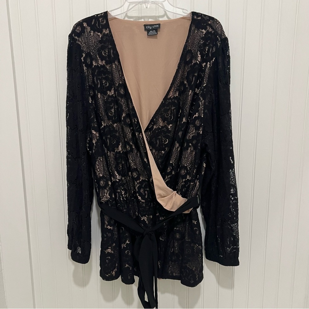 City Chic Black Lace Blouse
